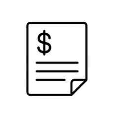 Outline financial document icon with dollar symbol for payment record