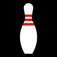 Bowling pin with red stripes vector on dark background.
