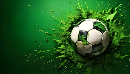 Soccer ball in a green splash