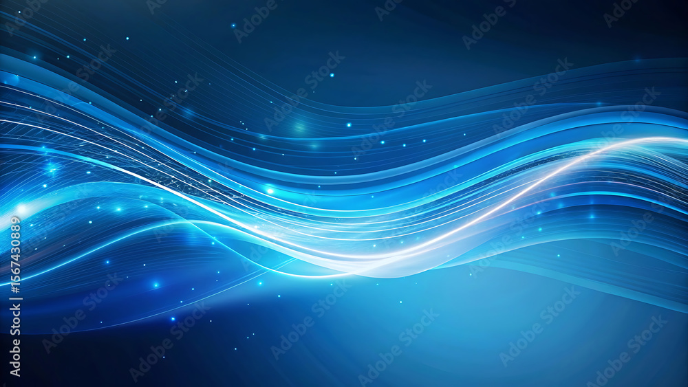 Poster abstract deep blue energy waves background mesmerizing luminous lines flowing across the scene dynam