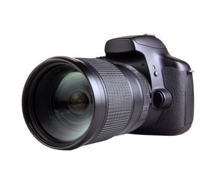 Digital camera dslr camera black camera professional camera lens photography isolated transparency background object technology modern equipment closeup creative excitement