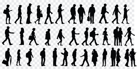 Set of People Silhouettes | Human Figure Collection in Black Outline Style