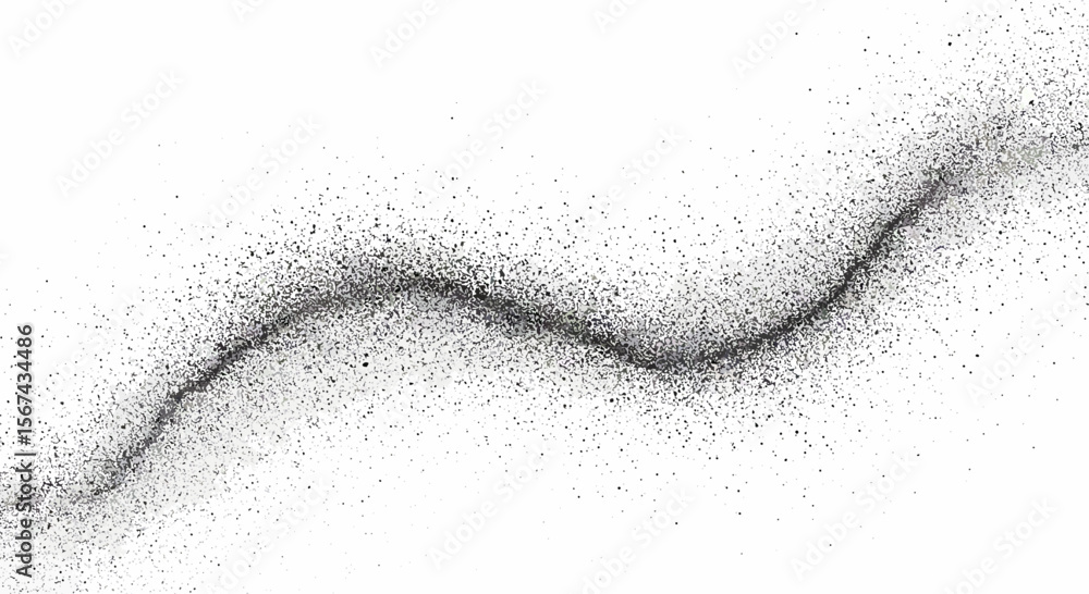 Poster abstract image featuring a wave of dark granules against a white background