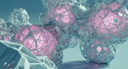 Abstract geometric clusters with pink light
