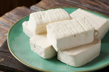 Fresh Tofu Cubes with Smooth Texture for Asian Food and Plant-Based Ingredient Concept