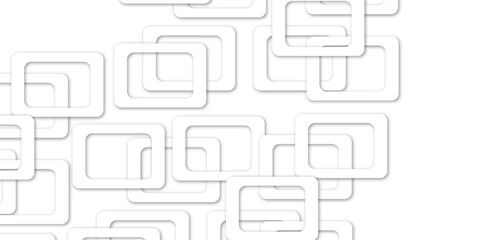 Abstract illustration of randomly arranged gray rectangle frames with soft shadows, Modern banner square geometric shapes creative abstract design. 