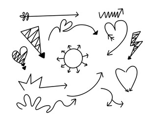 Handdrawn Doodle Arrow Illustration Set