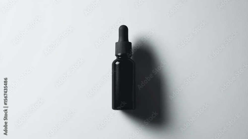 Poster black bottle on plain background in minimalist studio setting