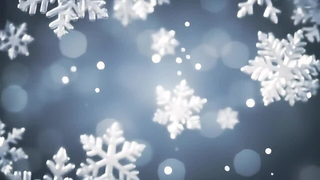 Winter Wonderland Falling Snowflakes and Sparkling Bokeh Background