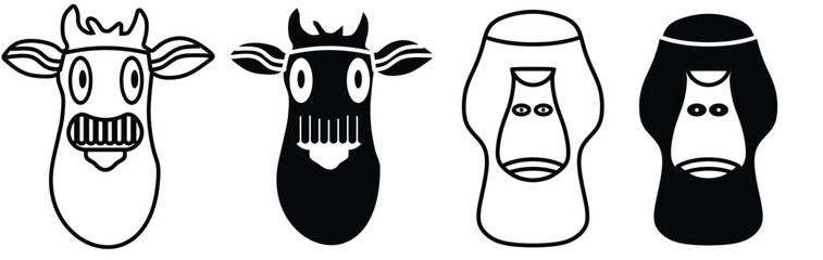 Farm animals like, sheep and goat  hand drawn vector outline icons. vector illustration.