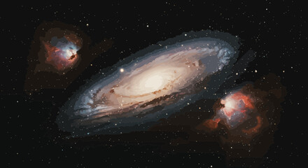 Fototapeta premium A captivating view of a galaxy surrounded by celestial nebulas in deep space