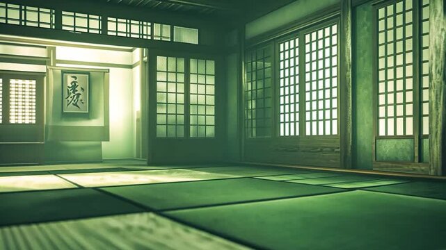 Tranquil Japanese dojo interior