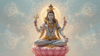 A majestic artwork of Lord Shiva in sacred form. Perfect for spiritual decor, meditation space, or collectors seeking divine energy through powerful symbolic art.