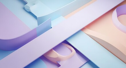 Abstract pastel forms intersecting and overlapping in a geometric composition