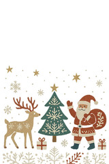 サンタとトナカイのクリスマスイラスト