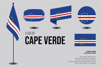 Set of Cape Verde  flag in 5 designs