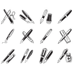 Pen icon. Drawing pen icon. Writing ink mark symbol. Vector illustration