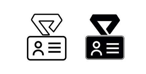 ID icon. id card icon. id badge icon. identification icon. identity pass card. authorization employee access card png and vector illustration on transparent background