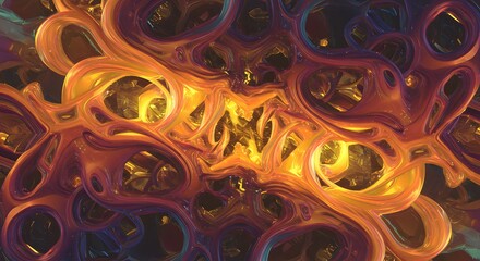 Abstract visualization of intertwined glowing organic forms in warm hues