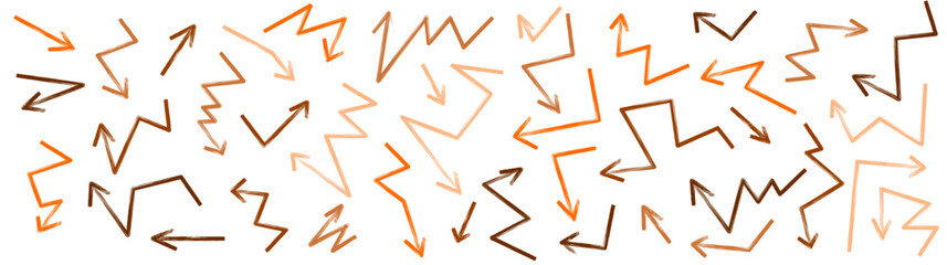 Brown and orange arrows symbolizing decision trees, productivity analysis and process flow in business strategy