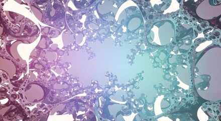 Fractal pattern with iridescent bubbles and tendrils in purple and teal