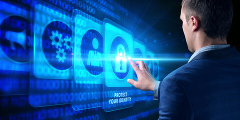 Cyber security data protection business technology privacy concept. Protect your identity on the...