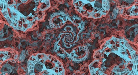 Fractal spiral in red and blue abstract