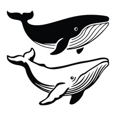 Blue Whale silhouette vector illustration Design