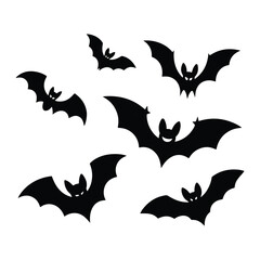 Black Bats  Set for Halloween  Silhouette Vector Designs
