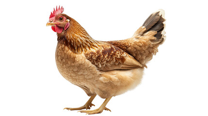 Fototapeta premium Elegant hen looking directly at camera, full eye contact Transparent background, PNG