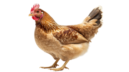 Elegant hen looking directly at camera, full eye contact Transparent background, PNG