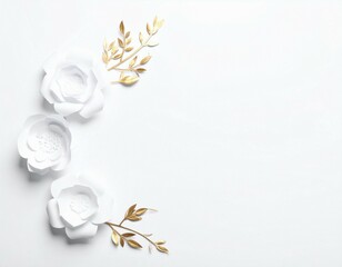 Elegant wedding rings nestled on a white rose with a vintage floral border design