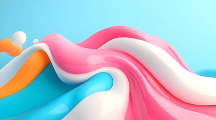 Abstract Swirls of Vibrant Colors Against a Light Blue Backgroun