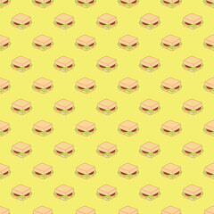 Seamless Pattern of Sandwich Illustration.