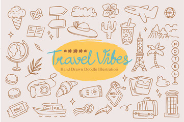 Travel Vibes Hand Drawn Doodle Set