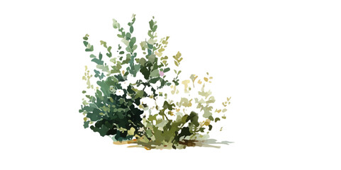 pink plant in soil isolated on white background. Collection of flower in a graphic style
