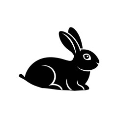 Sitting Rabbit Silhouette Vector Isolated on White Background


