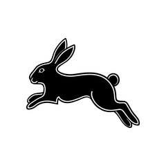 Jumping Rabbit Silhouette Vector Isolated on White Background


