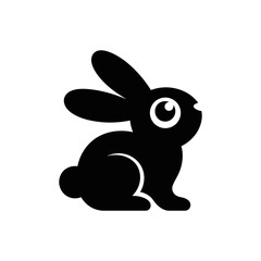 Minimalist Black Bunny Silhouette – Cute Rabbit Icon for Kids and Pet Logo Design


