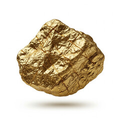 Vibrant Golden Ore With Visible Facets And Shadow Effect