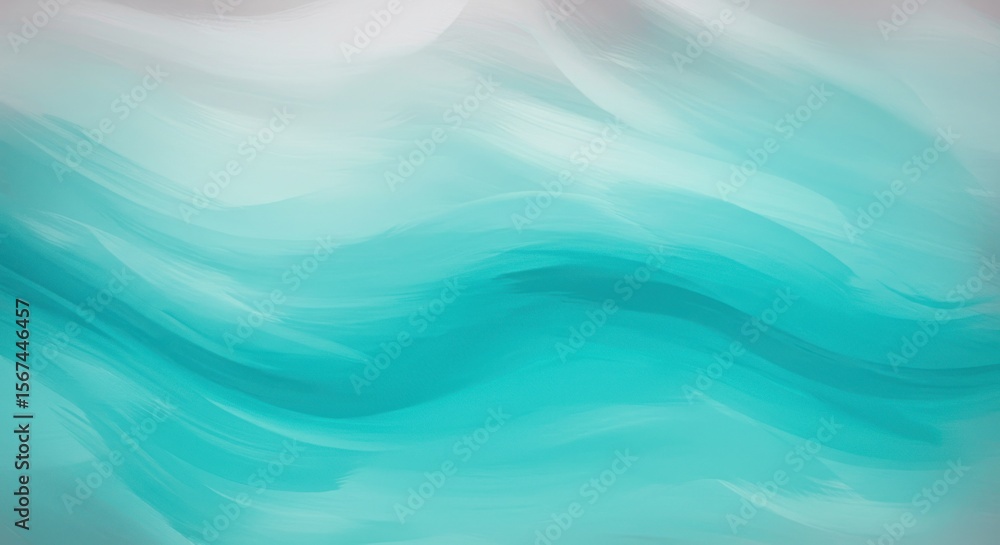 Aufkleber abstract brushstroke texture with dynamic turquoise and white waves gradient