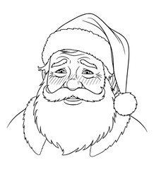Embarrassed (Severe) Santa Face Line Art