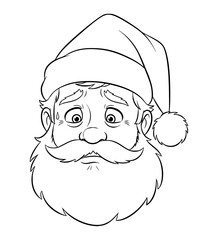 Embarrassed Santa Face Line Art