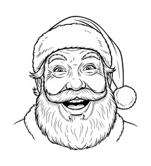 Eager Santa Face Line Art