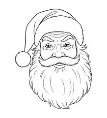Envious Santa Face Line Art