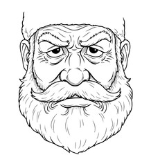 Embittered Santa Face Line Art