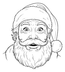 Fascinated Santa Face Line Art