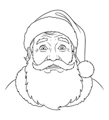 Flustered Santa Face Line Art