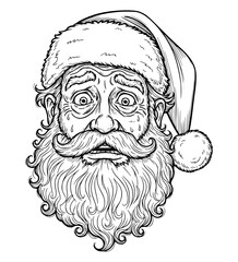 Overwhelmed Santa Face Line Art