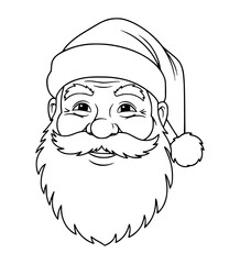 Pleased Santa Face Line Art